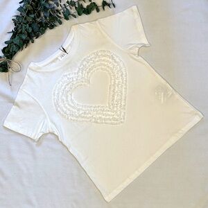 NWT Zara 3D Chiffon Heart Graphic T-Shirt size 9-10 🤍